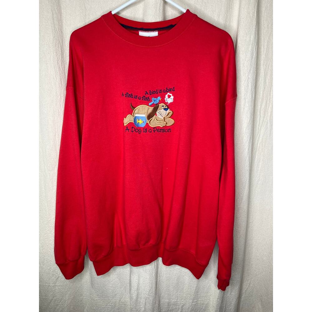 1990s MC Sportswear A Dog Is A Person Dogs Granny Country Chic Sweatshirt XL